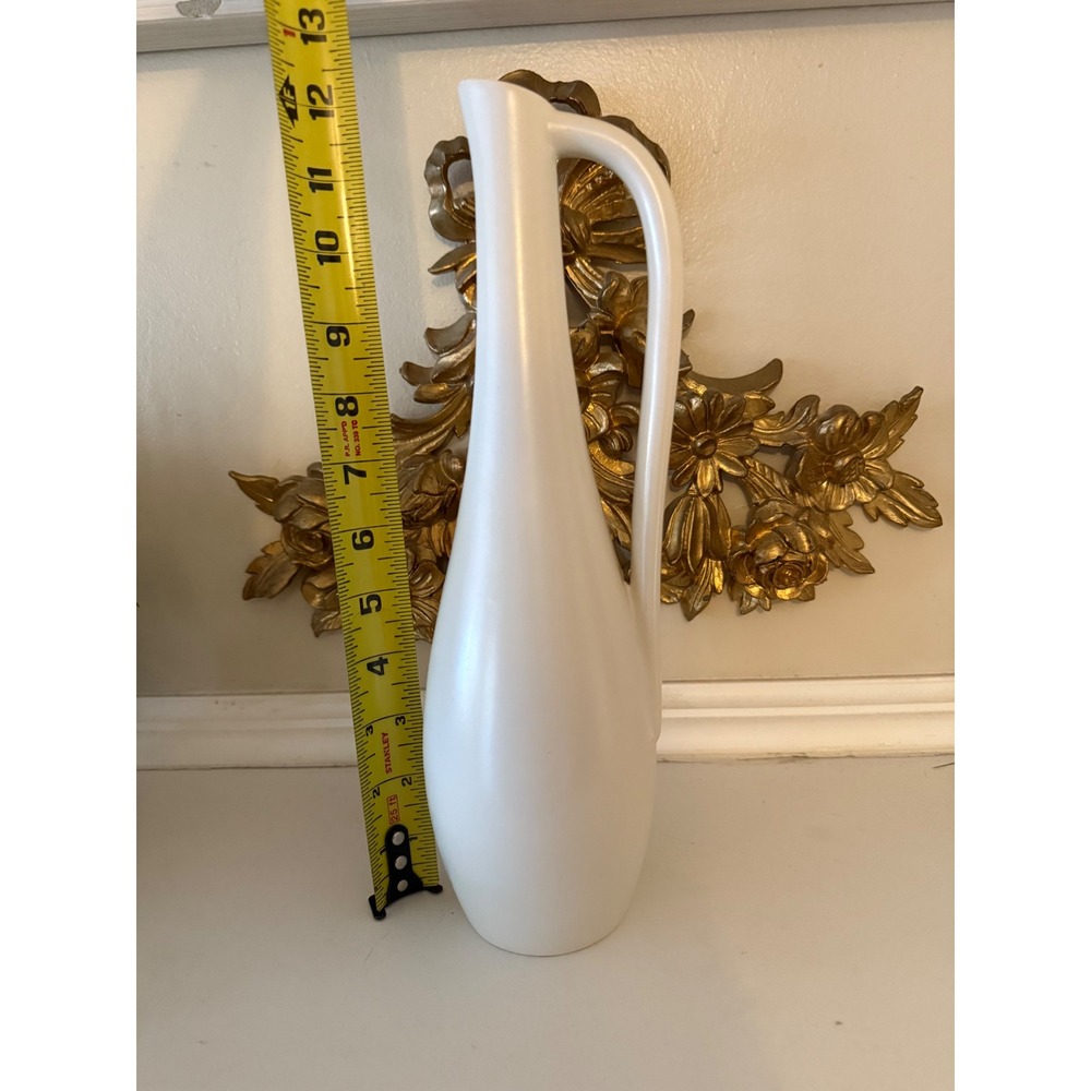 Keramikos Athens Greece White Ceramic Pitcher Vase Mid Century Modern 122 12.5" - Picture 7 of 8